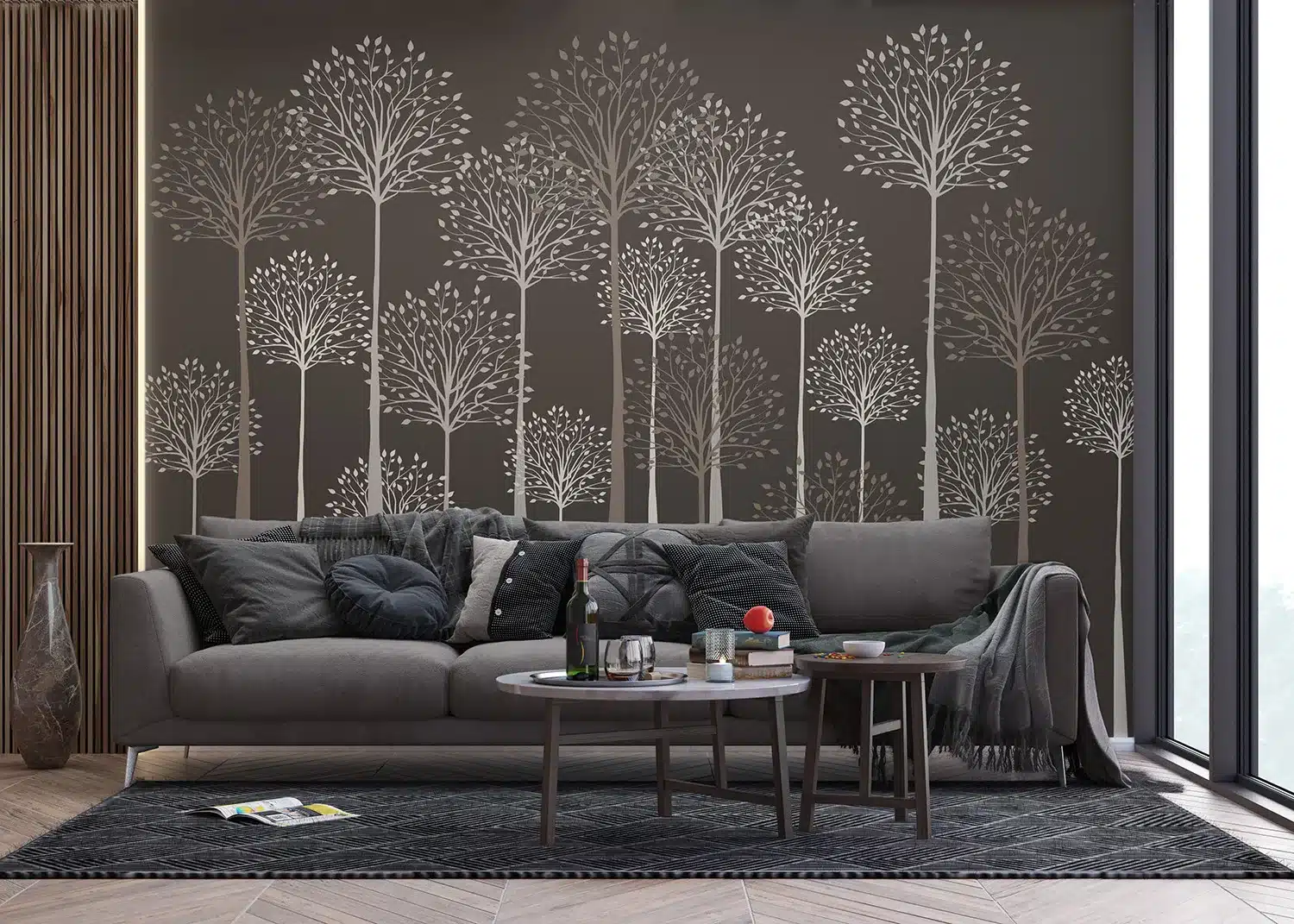 Wall Mural Tall Trees on Grey, Made to Measure, FT5P 352275 3