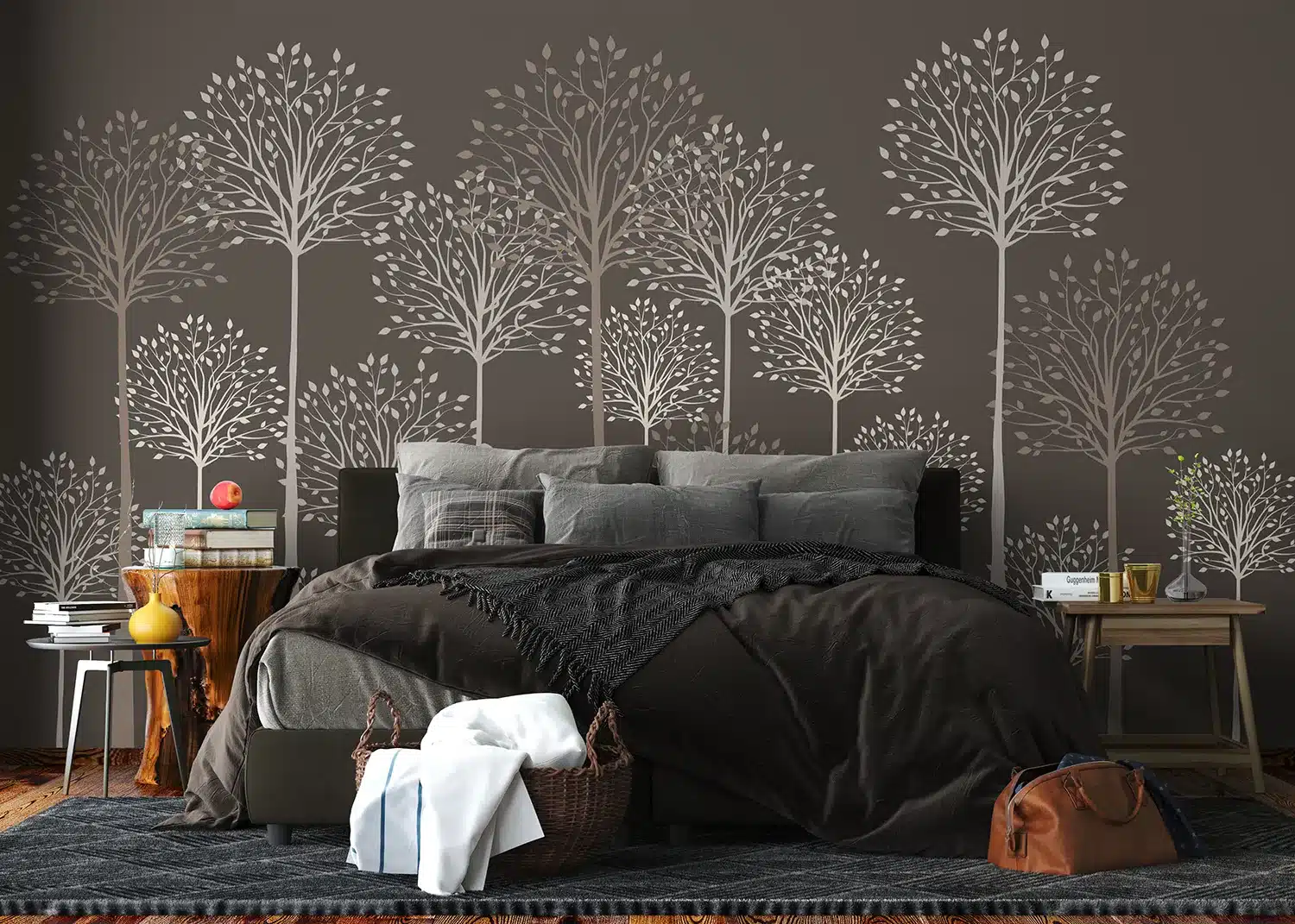 Tall Trees on Grey | Made-to-Measure Wallpaper | Artlook | FT5P 352275 2