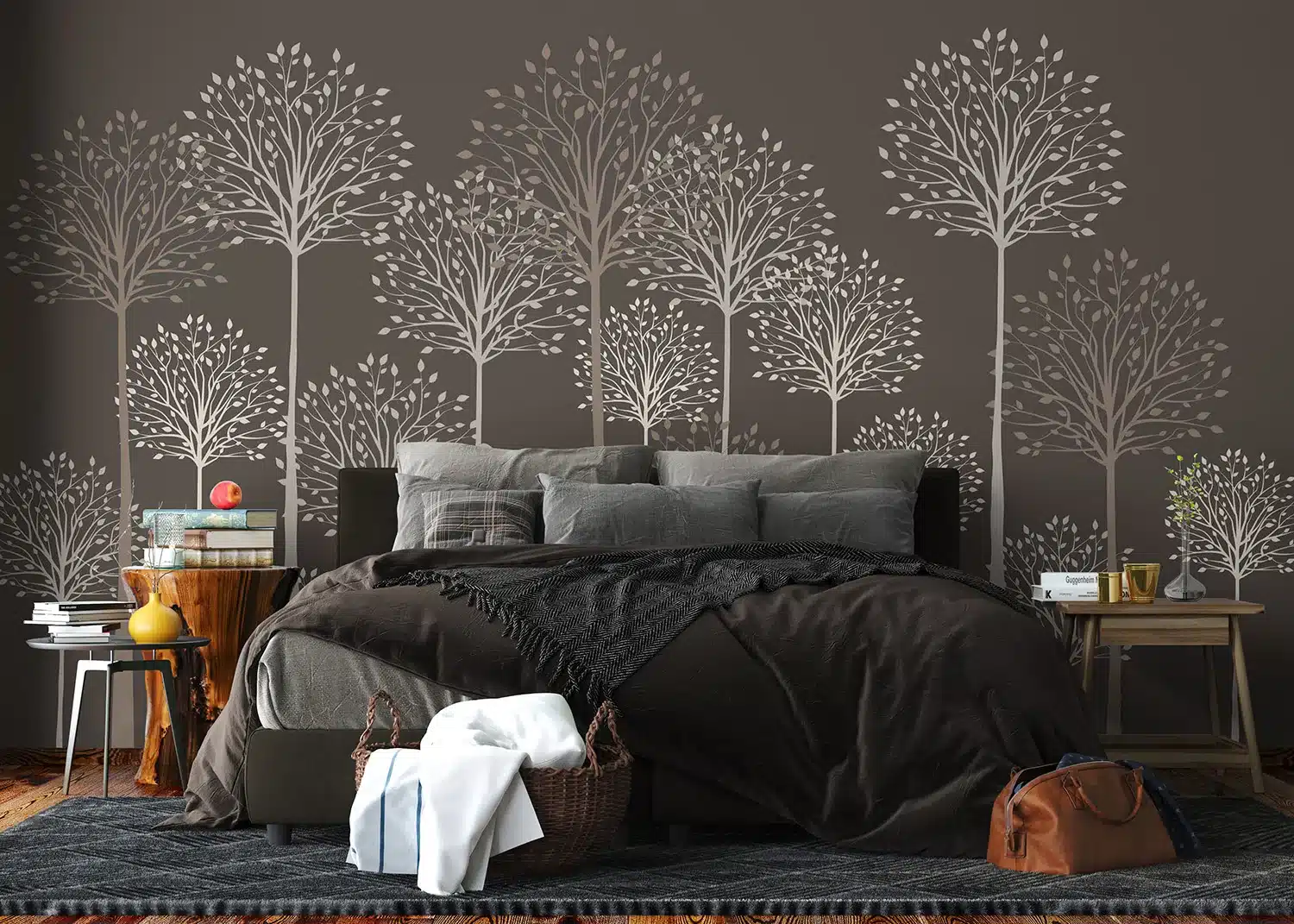 Wall Mural Tall Trees on Grey, Made to Measure, FT5P 352275