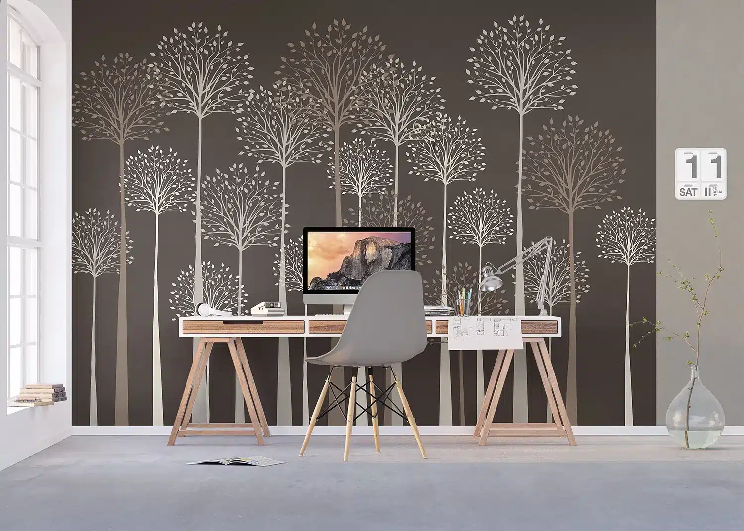 Tall Trees on Grey | Made-to-Measure Wallpaper | Artlook | FT5P 352275