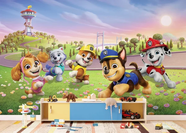 Wall Mural Paw Patrol Pups on the Flower Field, 375 x 270 cm, FTD5P 352283