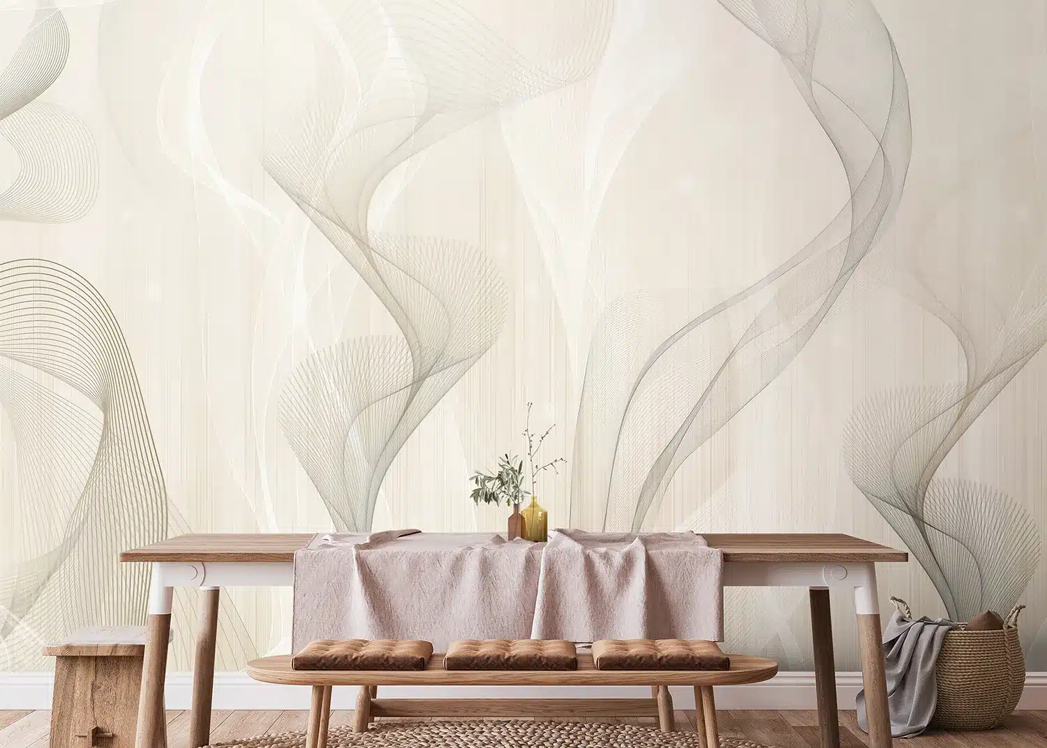 Ivory Smoke Waves | Made-to-Measure Wallpaper | Artlook | FT5P 352299 3