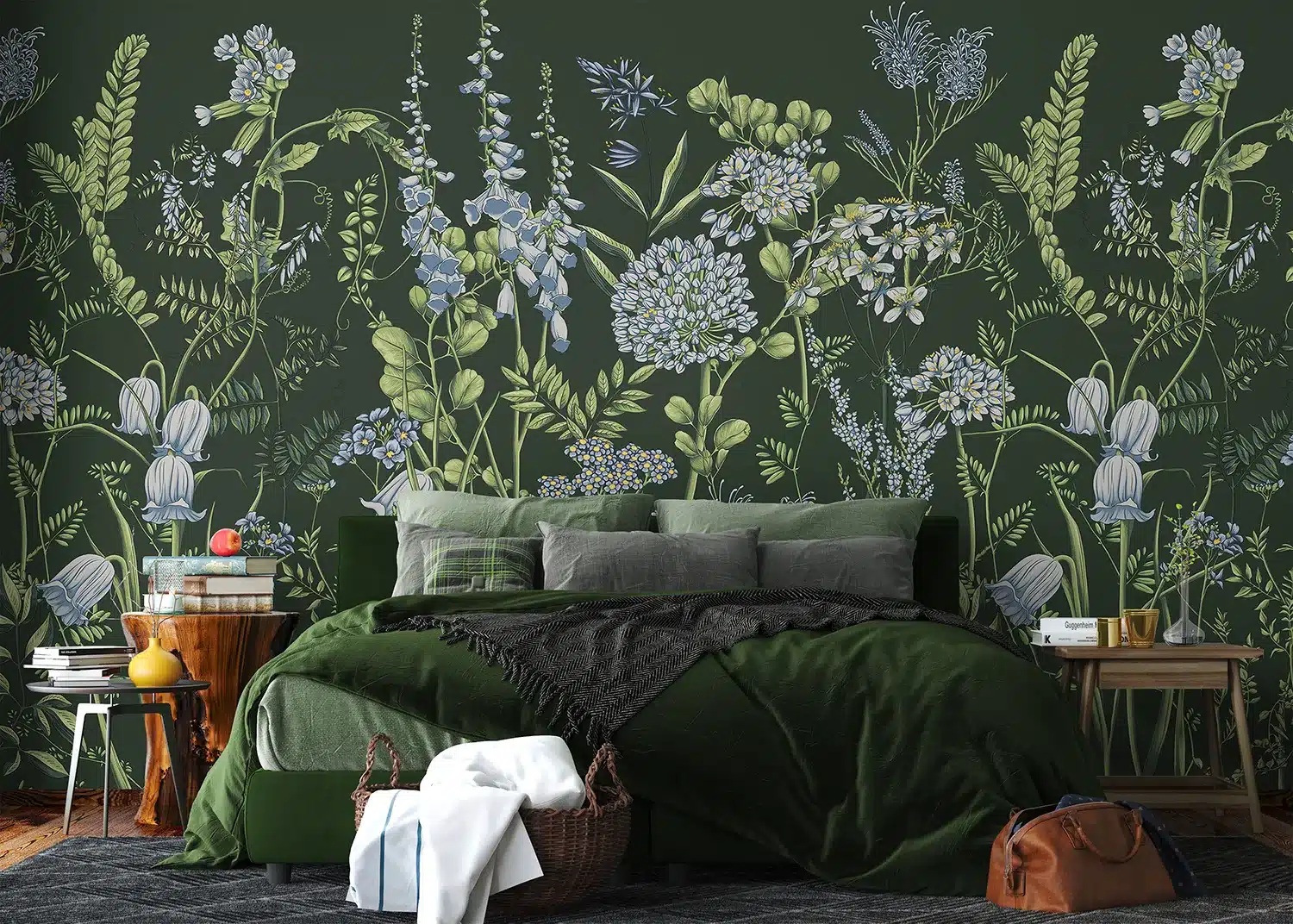 Vetch Flowers on Olive Green | Made-to-Measure Wallpaper | Artlook | FT5P 352403 2