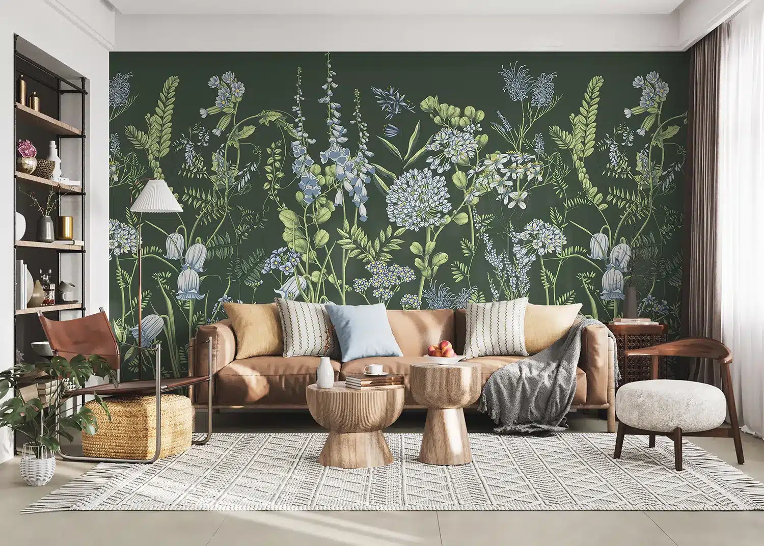 Vetch Flowers on Olive Green | Made-to-Measure Wallpaper | Artlook | FT5P 352403 3