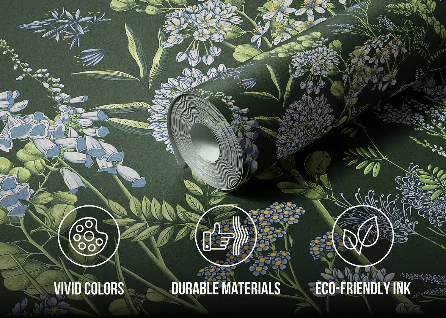Vetch Flowers on Olive Green | Made-to-Measure Wallpaper | Artlook | FT5P 352403 4