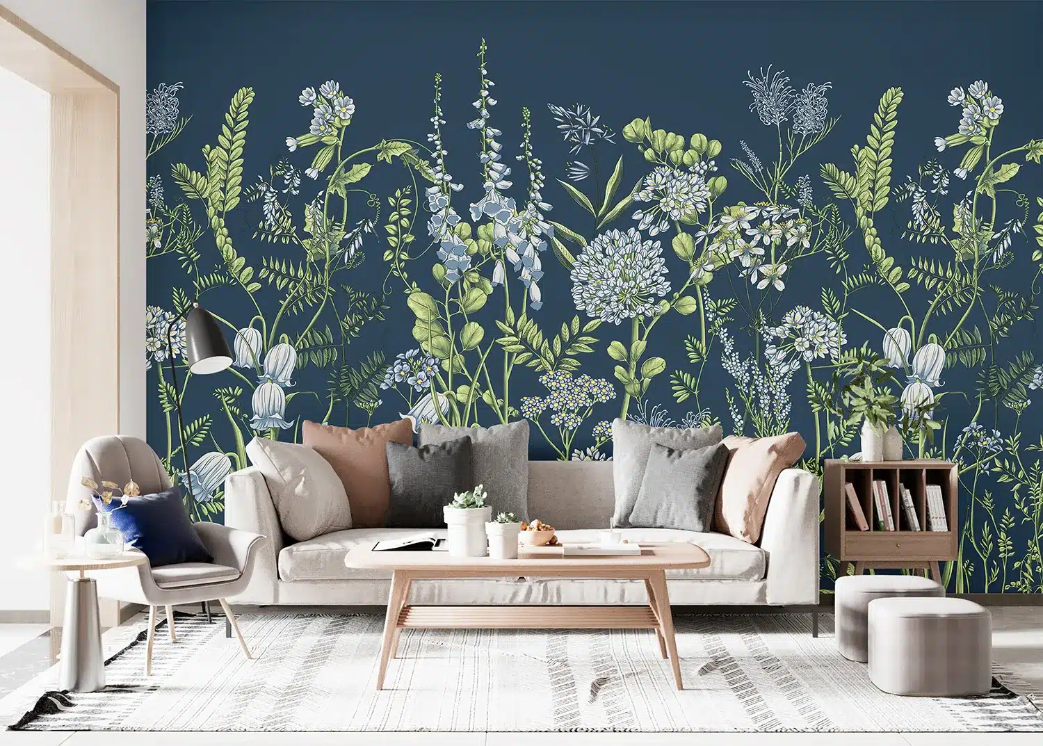 Vetch Flowers on Prussian Blue | Made-to-Measure Wallpaper | Artlook | FT5P 352407 3