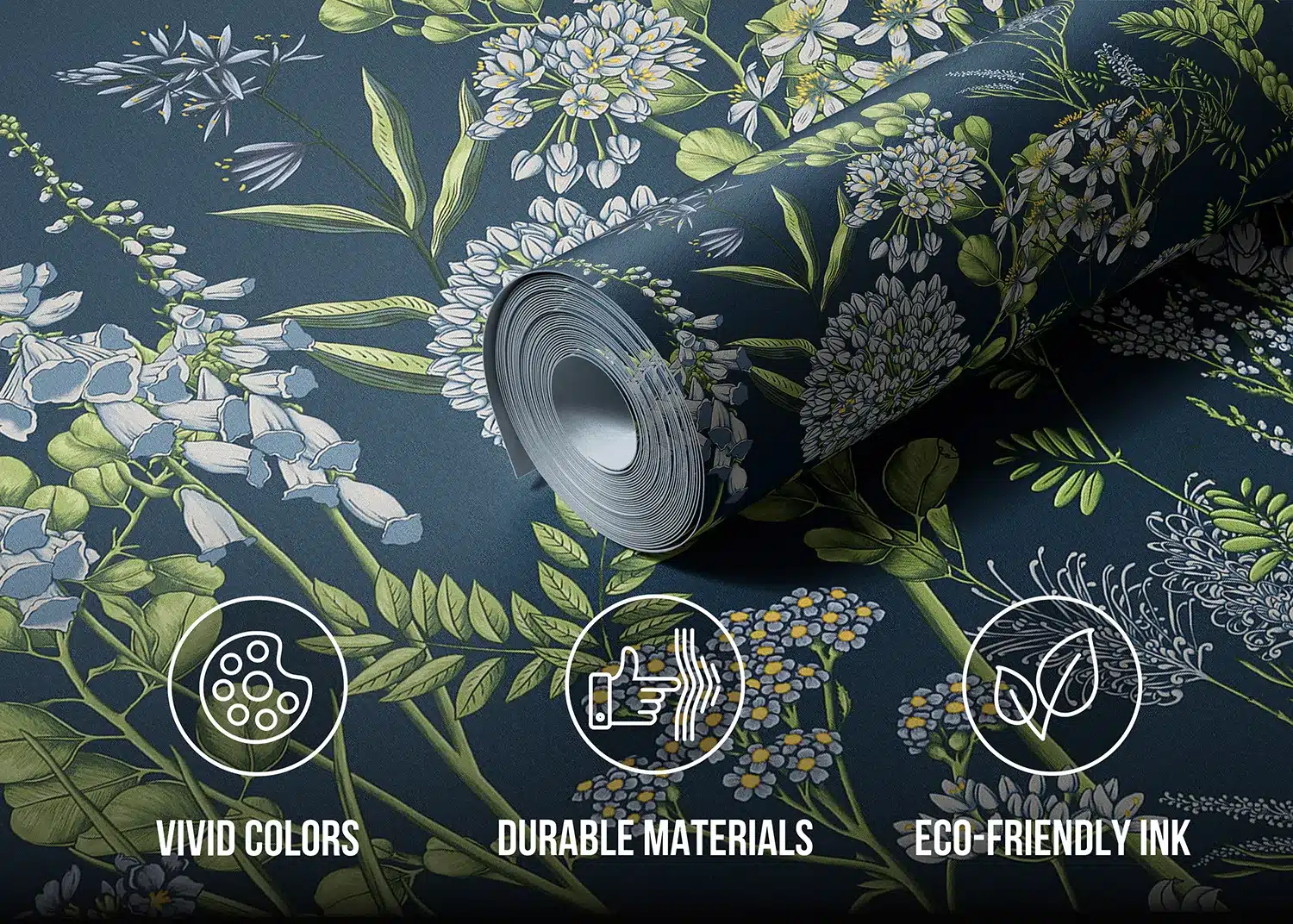 Vetch Flowers on Prussian Blue | Made-to-Measure Wallpaper | Artlook | FT5P 352407 4