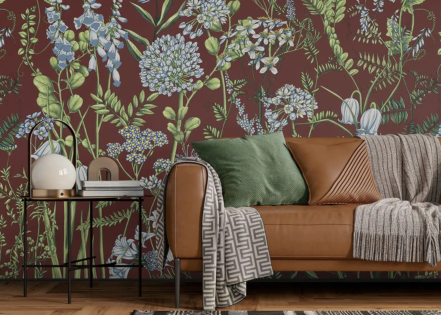 Vetch Flowers on Burgundy Red | Made-to-Measure Wallpaper | Artlook | FT5P 352409 4