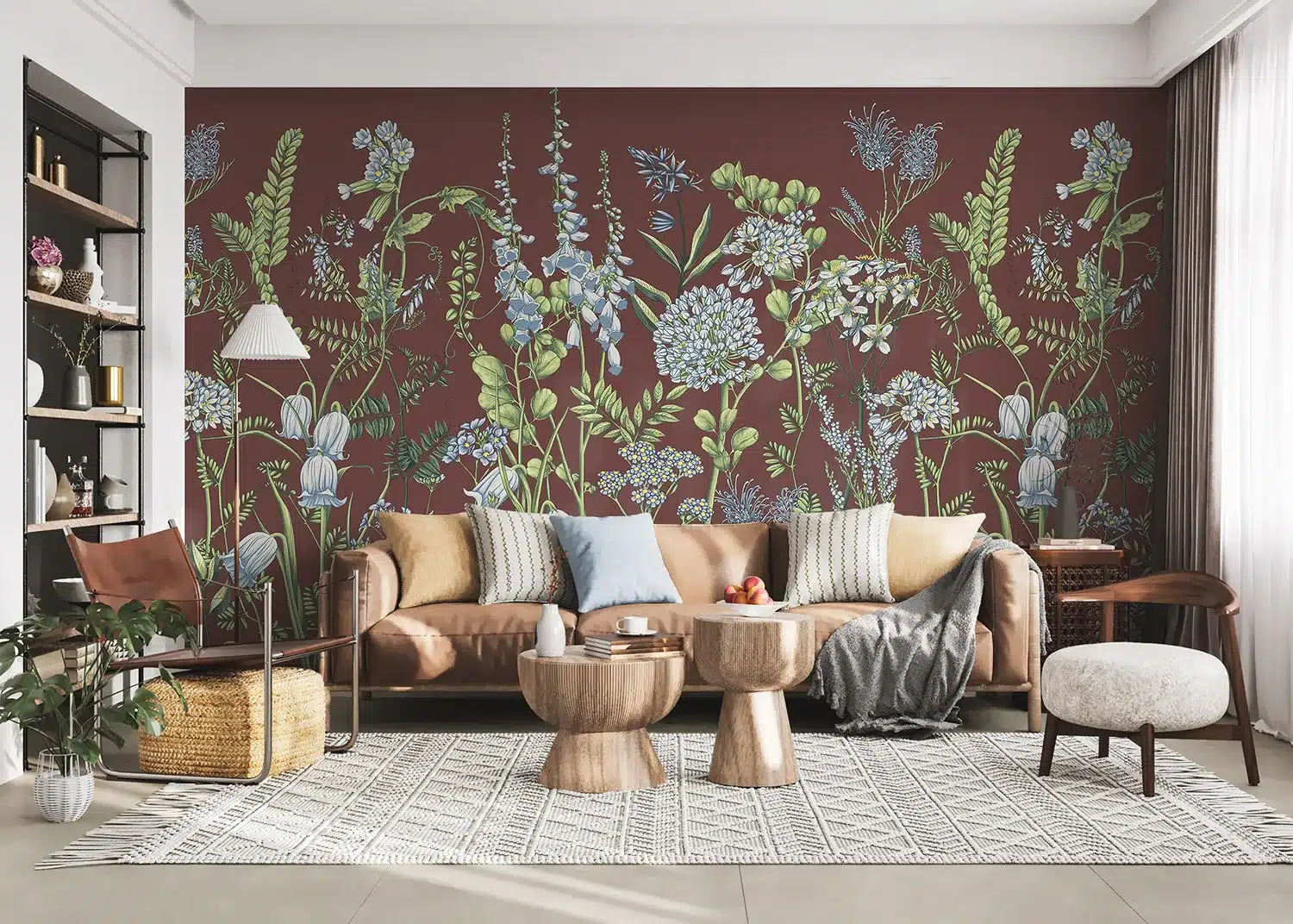 Vetch Flowers on Burgundy Red | Made-to-Measure Wallpaper | Artlook | FT5P 352409 5