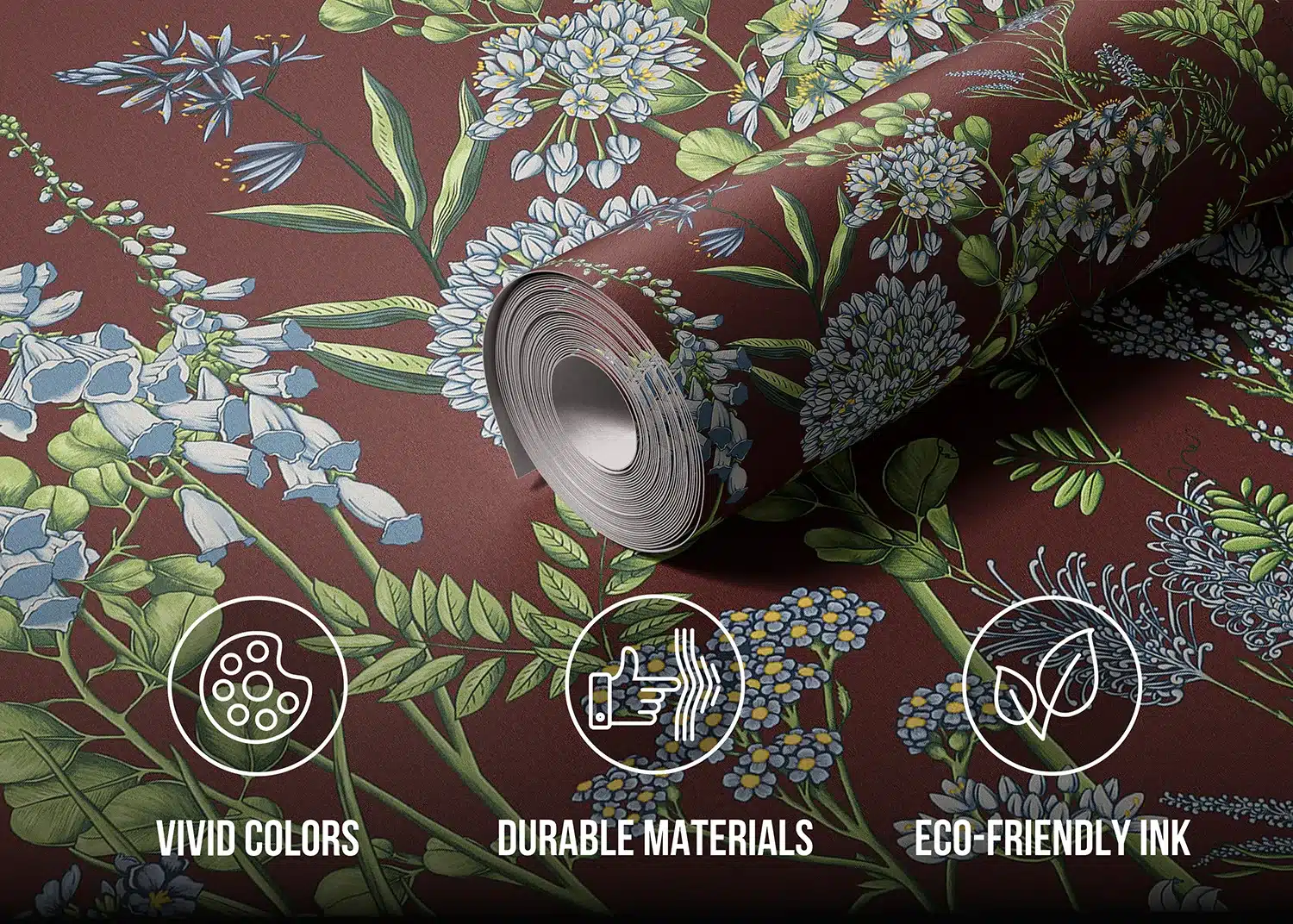 Vetch Flowers on Burgundy Red | Made-to-Measure Wallpaper | Artlook | FT5P 352409 6