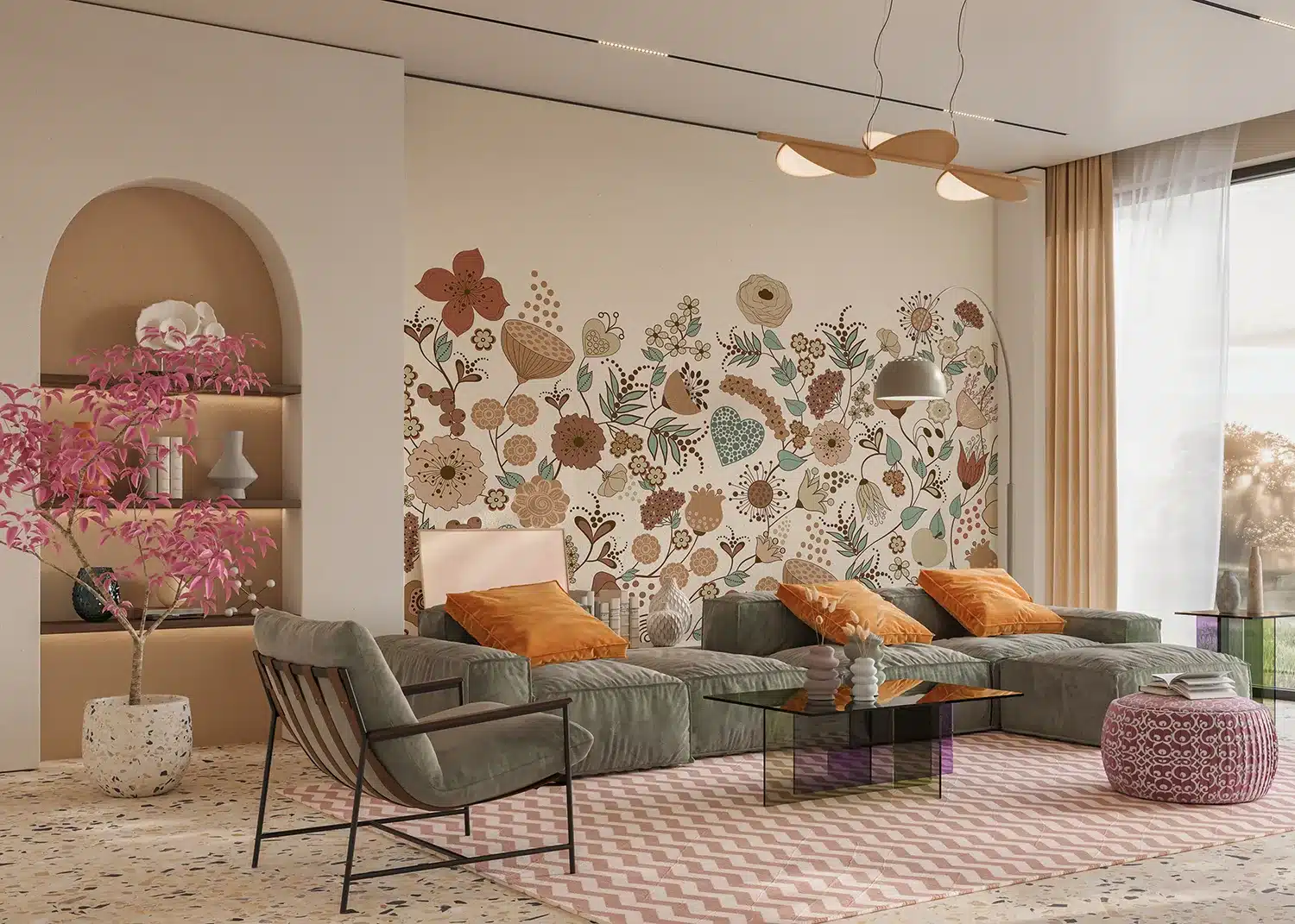 Beige Blooming Garden | Made-to-Measure Wallpaper | Artlook | FT5P 352485 2