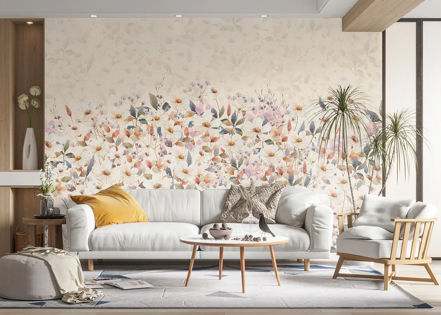 Beige Daisy Bloom | Made-to-Measure Wallpaper | Artlook | FT5P 352491