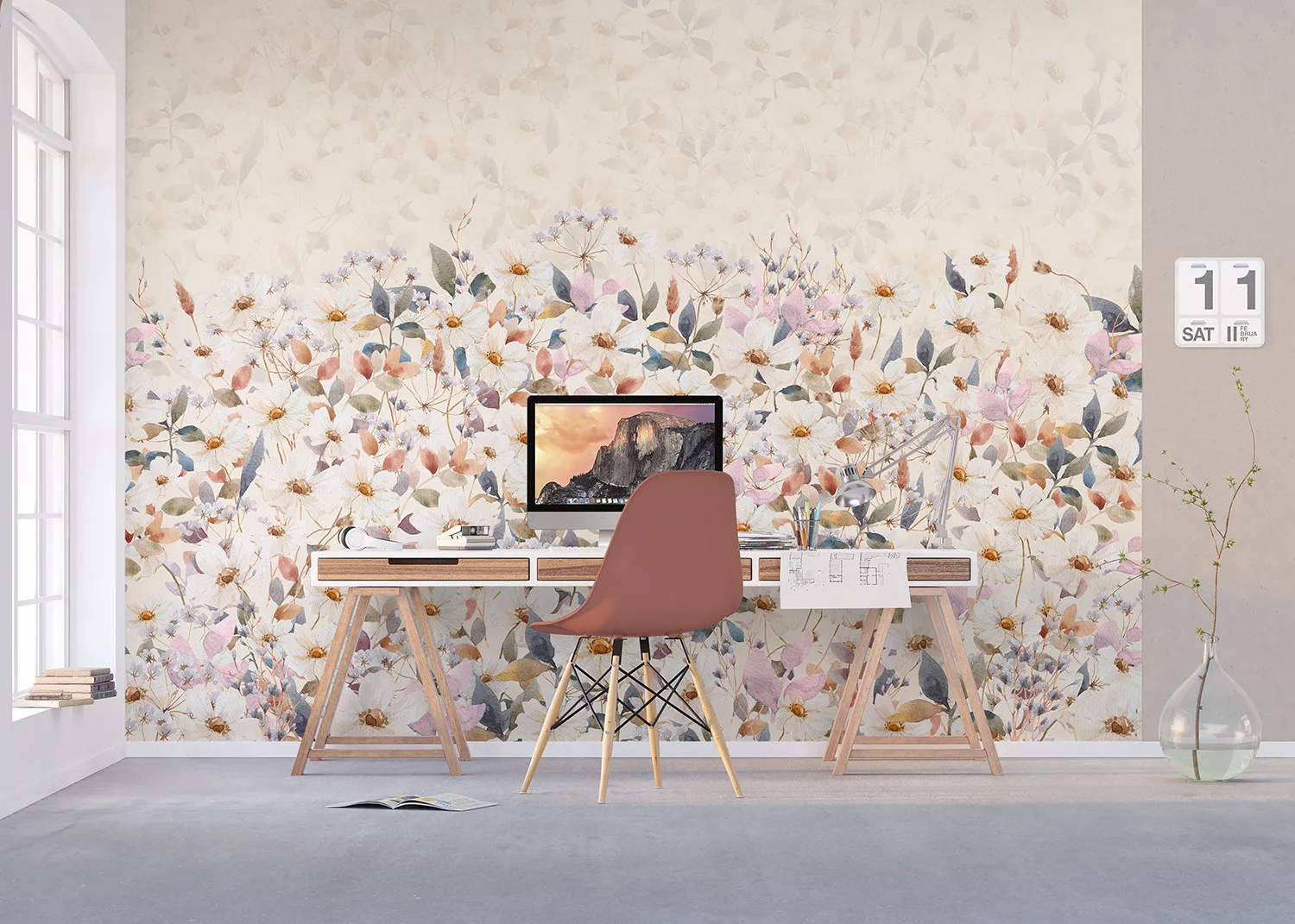 Beige Daisy Bloom | Made-to-Measure Wallpaper | Artlook | FT5P 352491 3