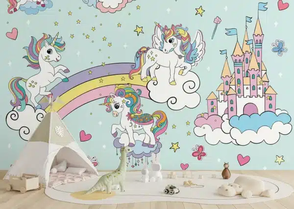 Blue Unicorns in the Sky | Made-to-Measure Kids Wallpaper | Artlook | FTD5P 352025