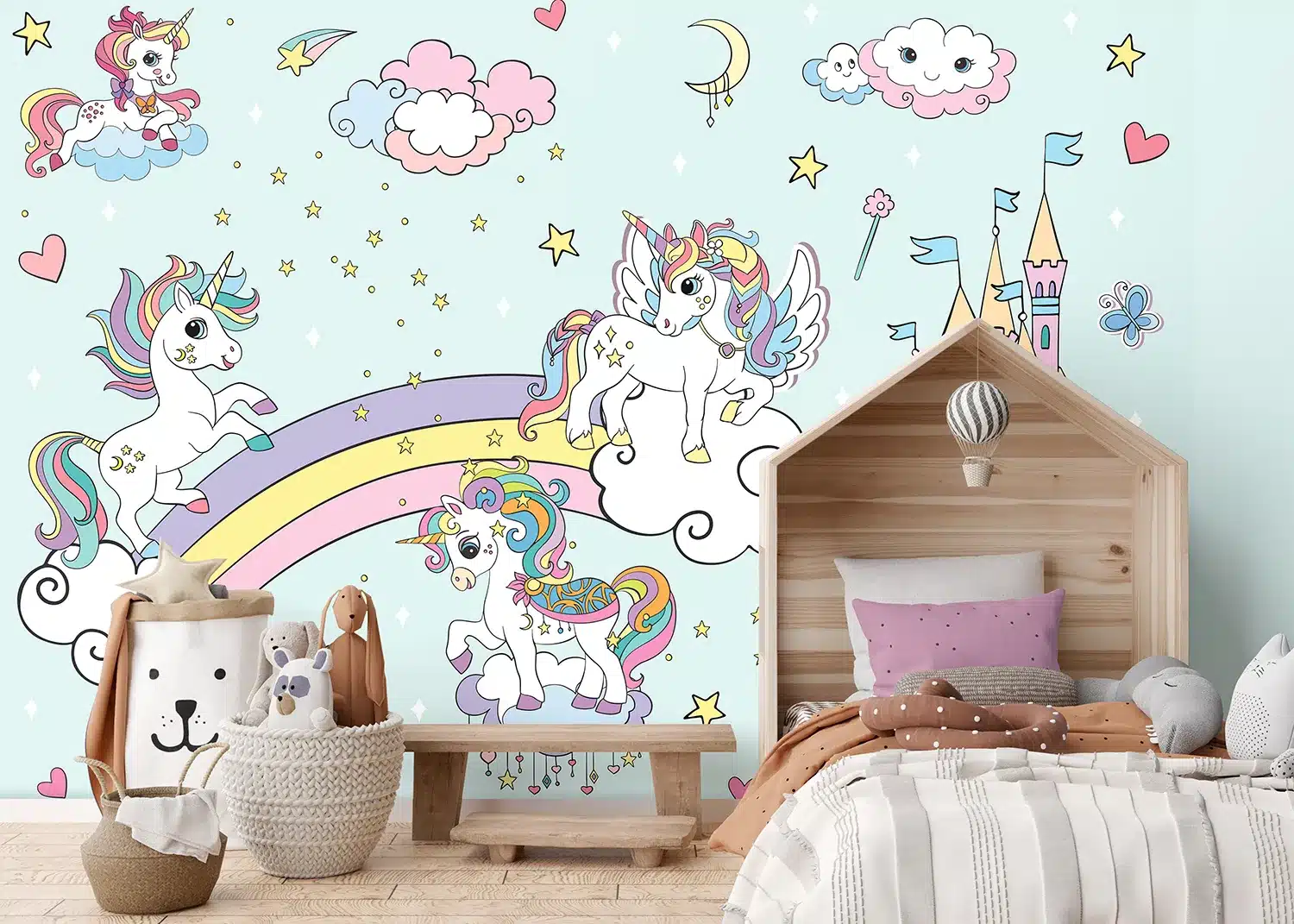 Blue Unicorns in the Sky | Made-to-Measure Kids Wallpaper | Artlook | FTD5P 352025 2
