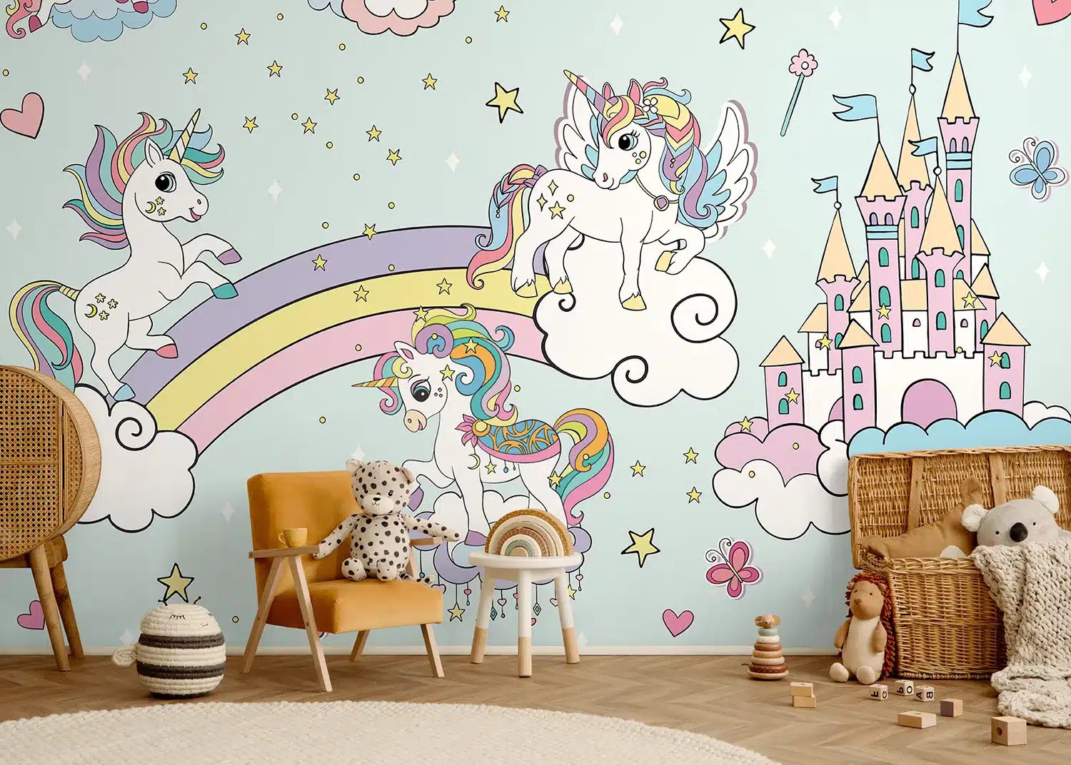Blue Unicorns in the Sky | Made-to-Measure Kids Wallpaper | Artlook | FTD5P 352025 3