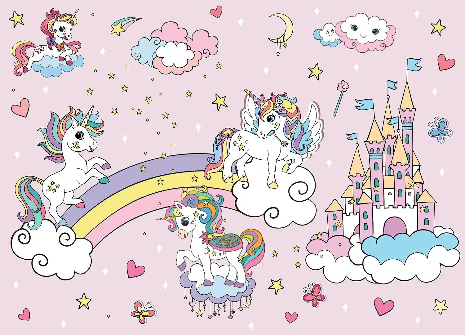 Pink Unicorns in the Sky | Made-to-Measure Kids Wallpaper | Artlook | FTD5P 352037