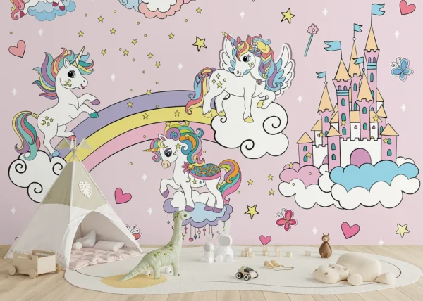 Pink Unicorns in the Sky | Made-to-Measure Kids Wallpaper | Artlook | FTD5P 352037