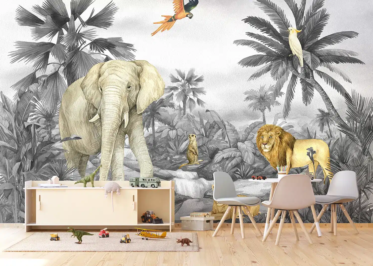 Faded Jungle Elephant | Made-to-Measure Kids Wallpaper | Artlook | FTD5P 352175 2