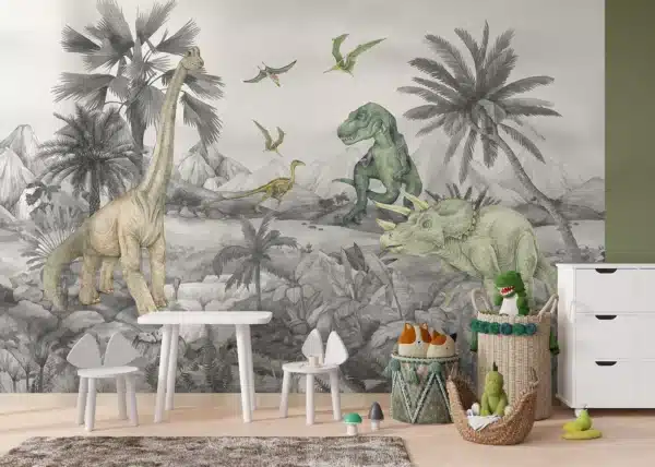 Faded Dino World | Made-to-Measure Kids Wallpaper | Artlook | FTD5P 352181