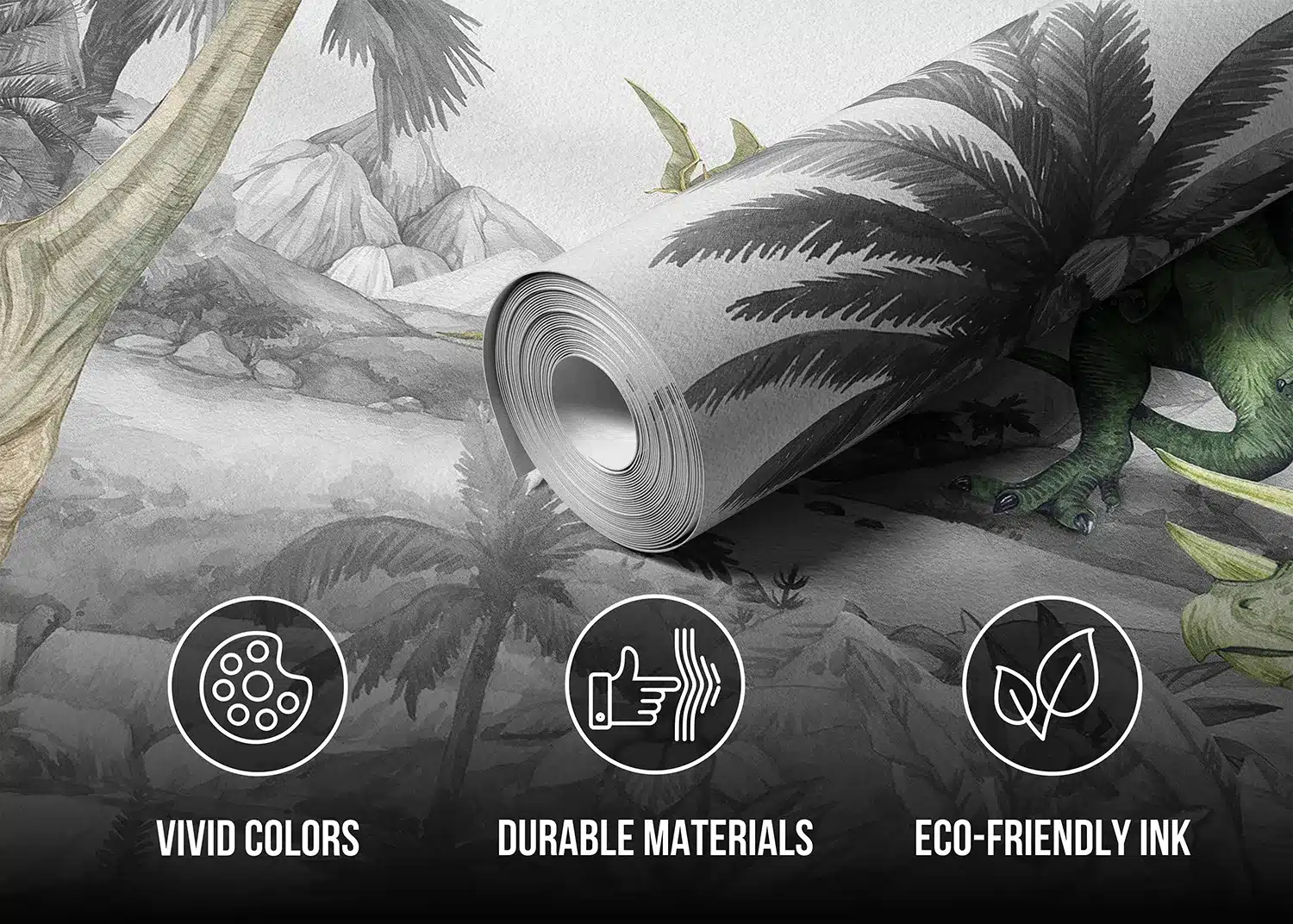 Faded Dino World | Made-to-Measure Kids Wallpaper | Artlook | FTD5P 352181 3