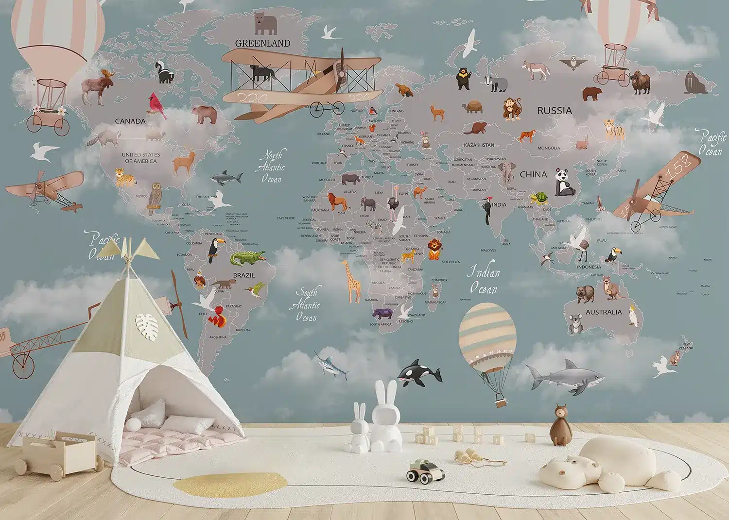 Kids' Aeromap | Made-to-Measure Kids Wallpaper | Artlook | FTD5P 352241 2