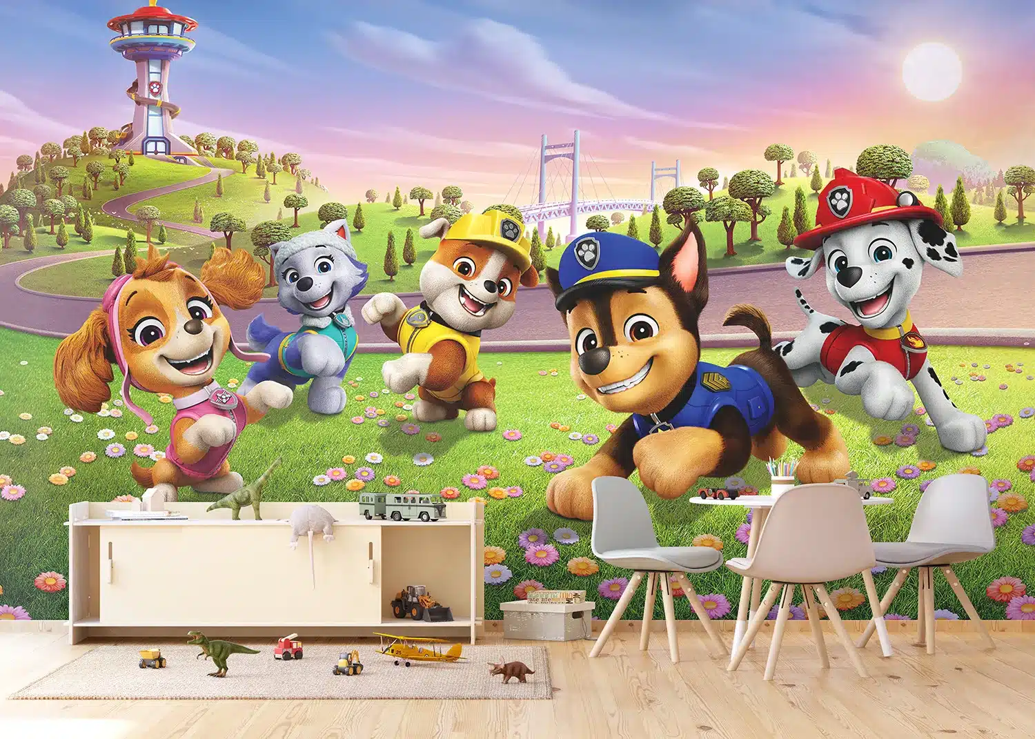 Paw Patrol Pups on the Flower Field | Made-to-Measure Kids Wallpaper | Artlook | FTD5P 352283 3