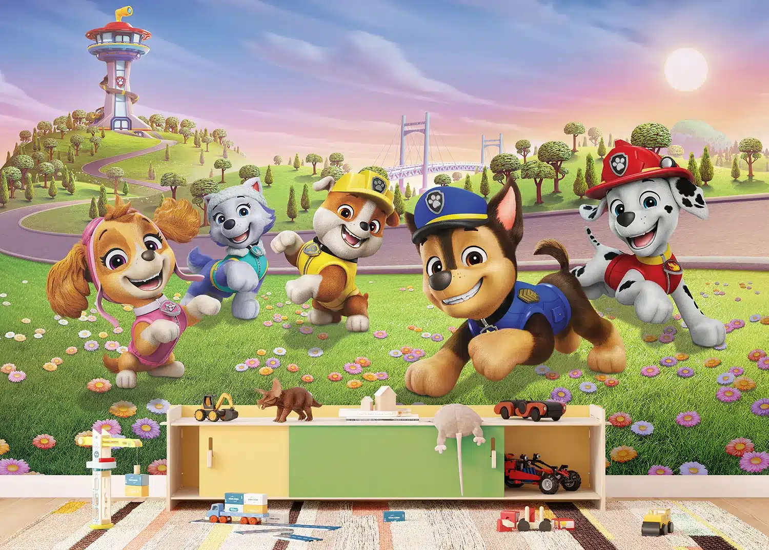 Paw Patrol Pups on the Flower Field | Made-to-Measure Kids Wallpaper | Artlook | FTD5P 352283
