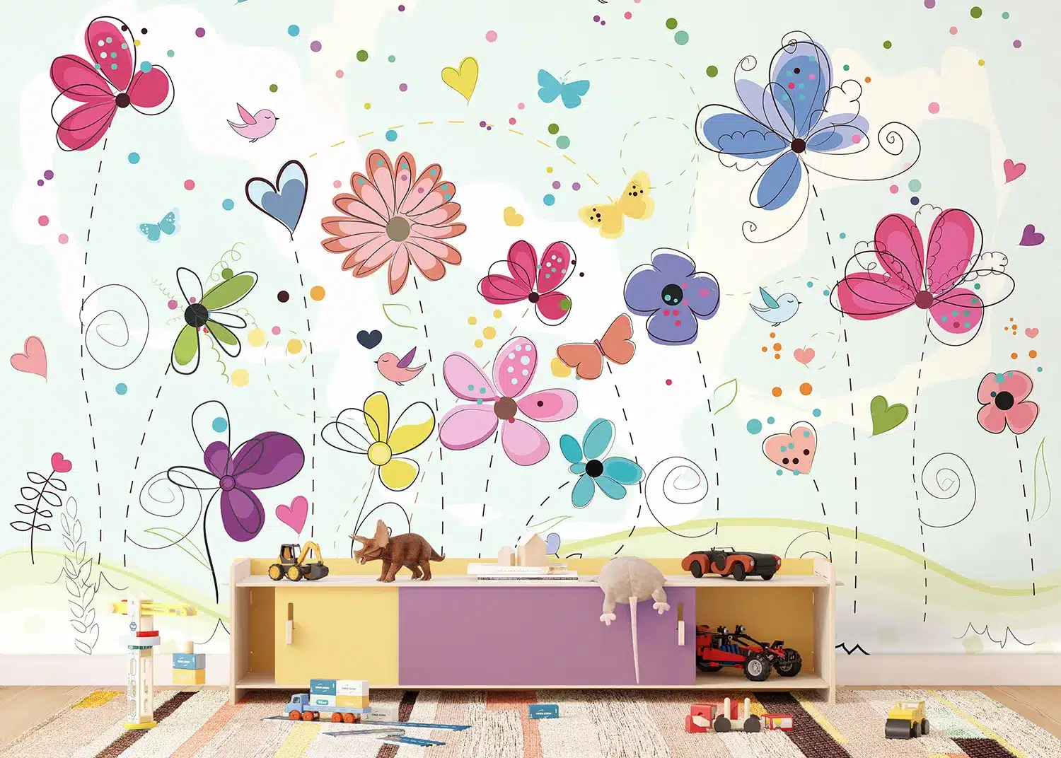 Colorful Flowers Doodle | Made-to-Measure Kids Wallpaper | Artlook | FTD5P 352373 2
