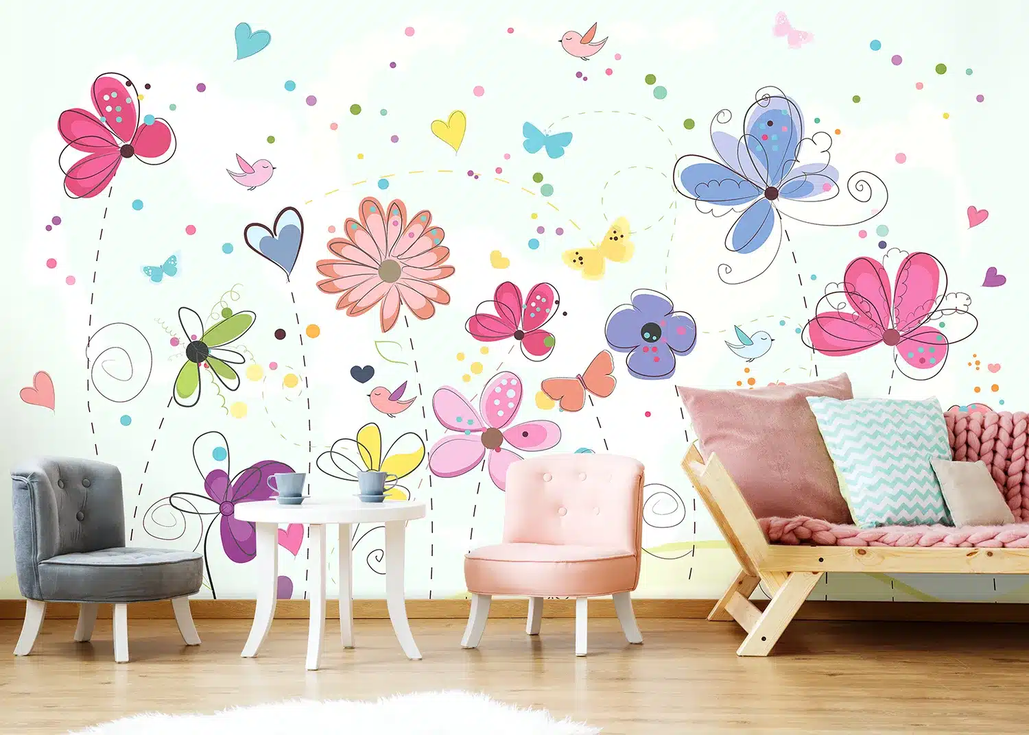 Colorful Flowers Doodle | Made-to-Measure Kids Wallpaper | Artlook | FTD5P 352373