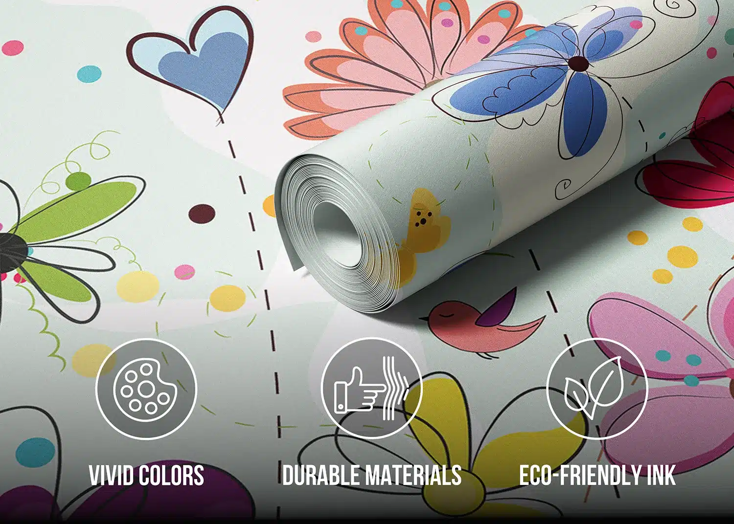 Colorful Flowers Doodle | Made-to-Measure Kids Wallpaper | Artlook | FTD5P 352373 4
