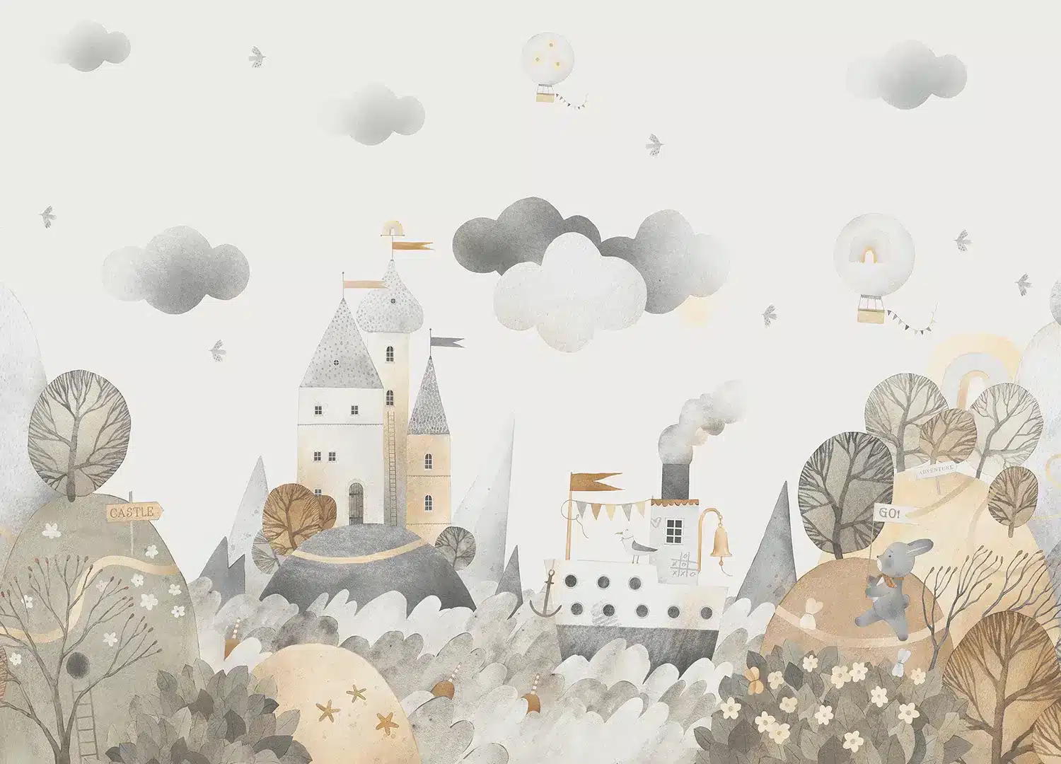 Watercolor Dreamy Forest Landscape | Made-to-Measure Kids Wallpaper | Artlook | FTD5P 352393