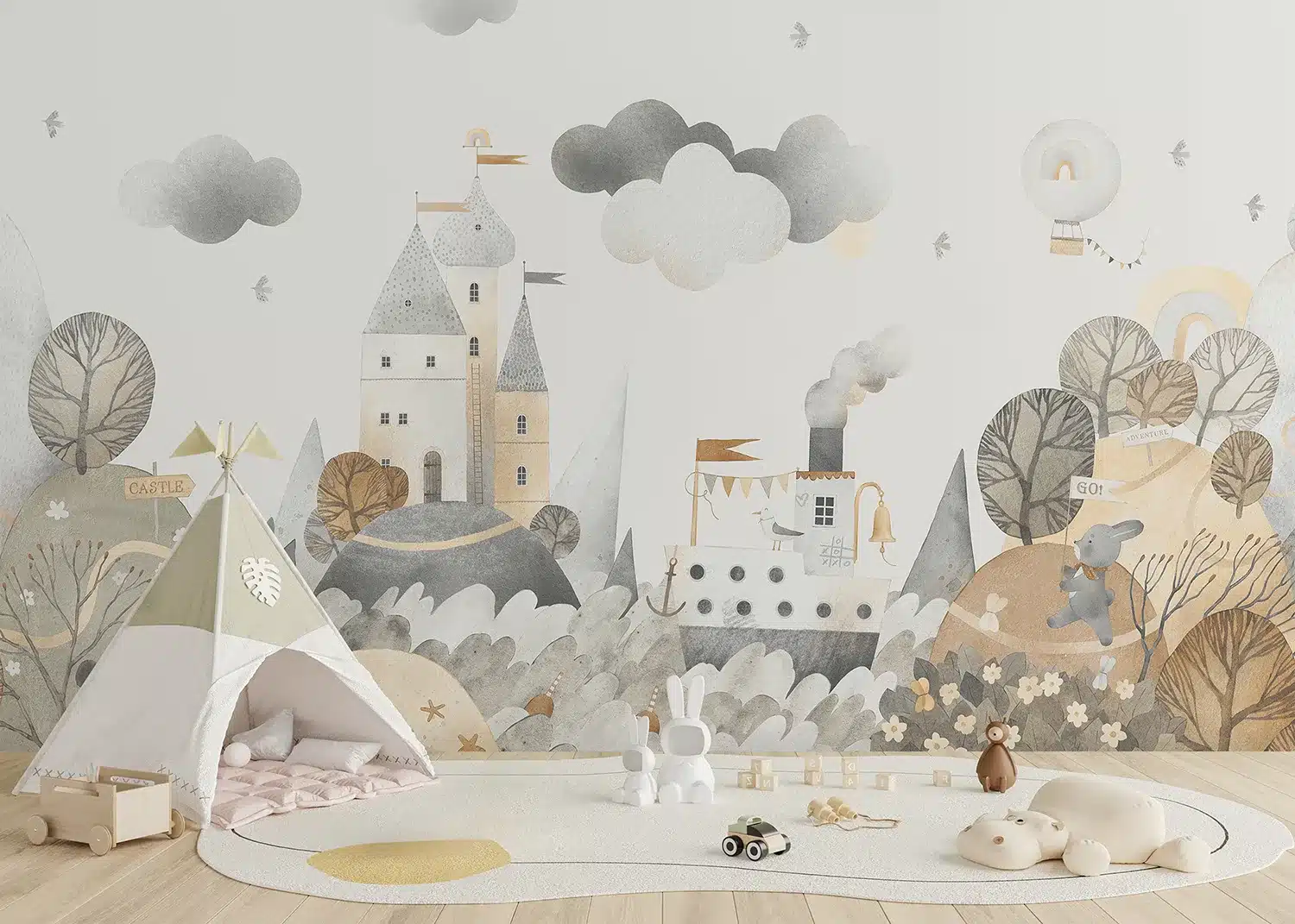Watercolor Dreamy Forest Landscape | Made-to-Measure Kids Wallpaper | Artlook | FTD5P 352393 2