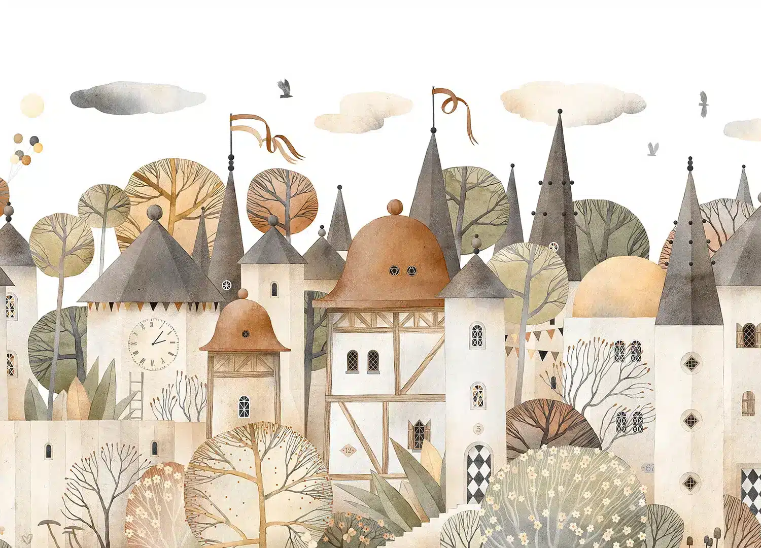 Watercolor City | Made-to-Measure Kids Wallpaper | Artlook | FTD5P 352395
