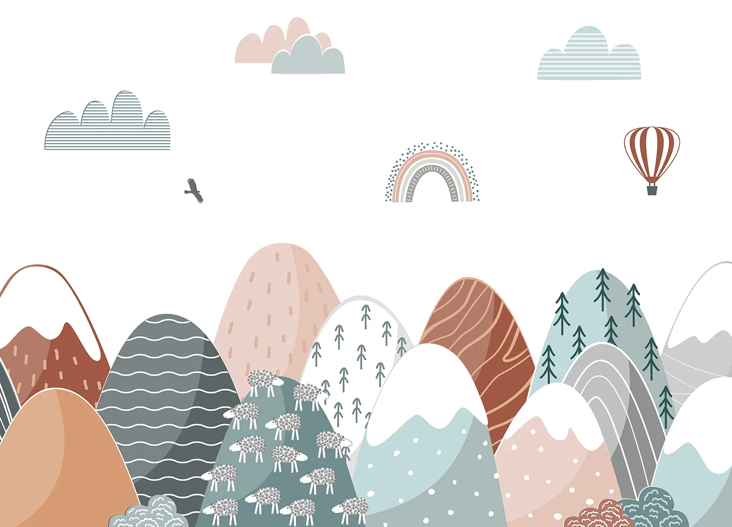 Pastel Mountain Journey | Made-to-Measure Kids Wallpaper | Artlook | FTD5P 352399