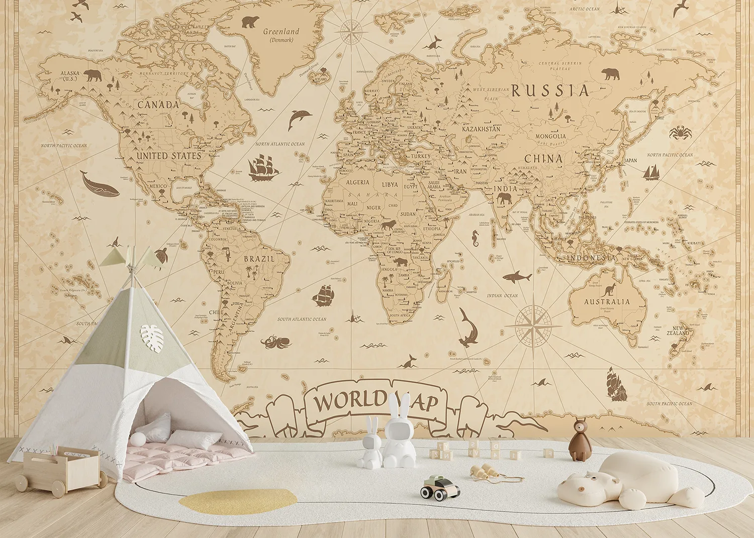 Antique Atlas | Made-to-Measure Kids Wallpaper | Artlook | FTD5P 352433 3
