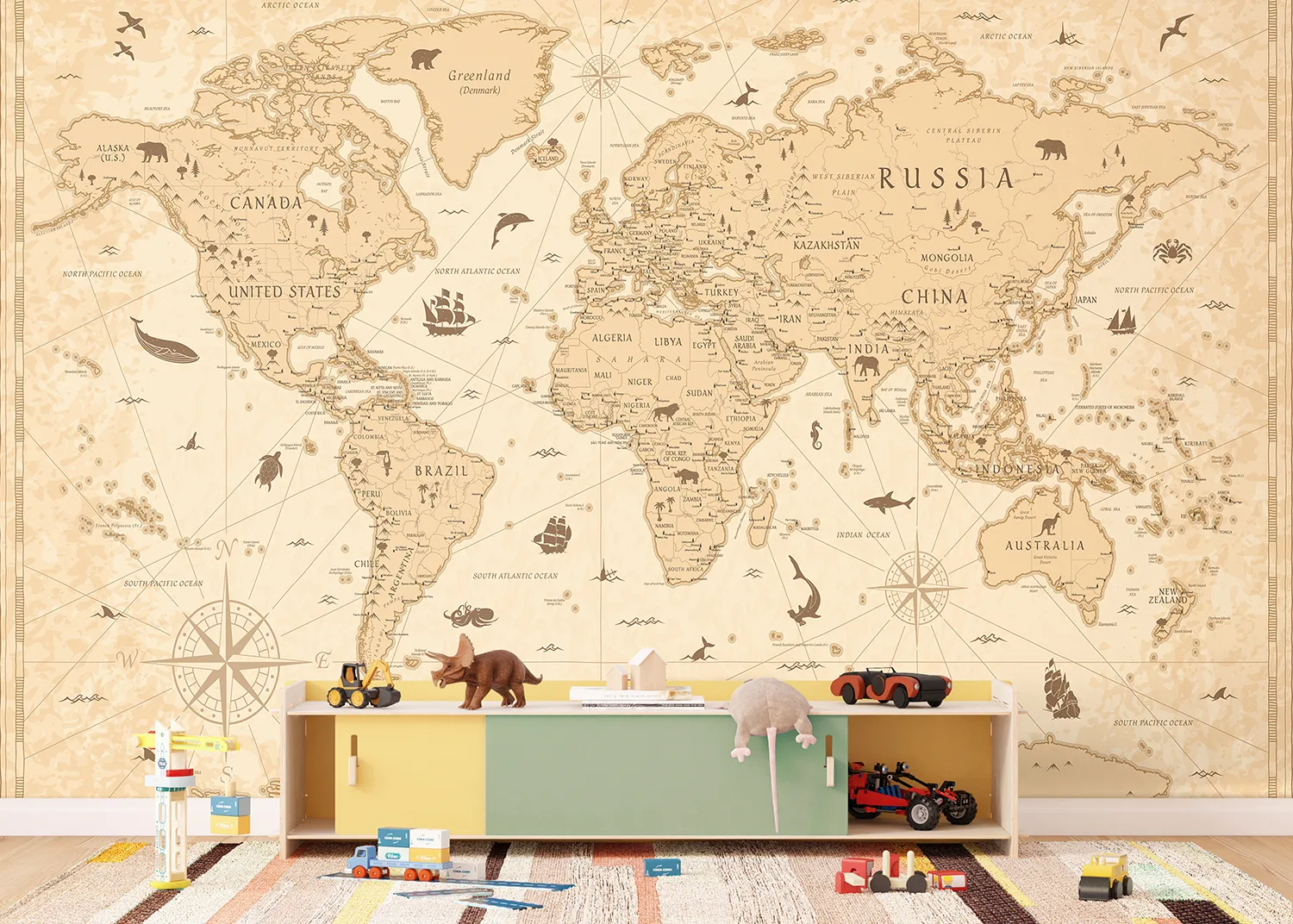 Antique Atlas | Made-to-Measure Kids Wallpaper | Artlook | FTD5P 352433 2