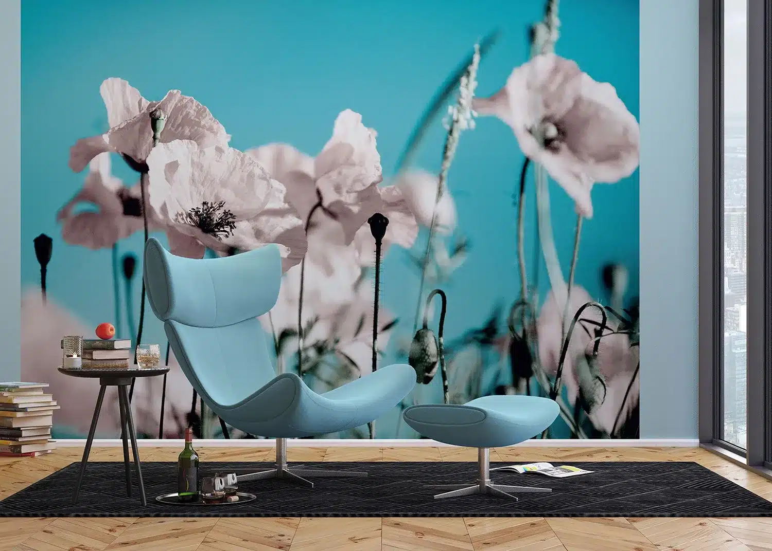 Blue Sky Poppies | Made-to-Measure Wallpaper | Artlook | FTNXXL 0118 3