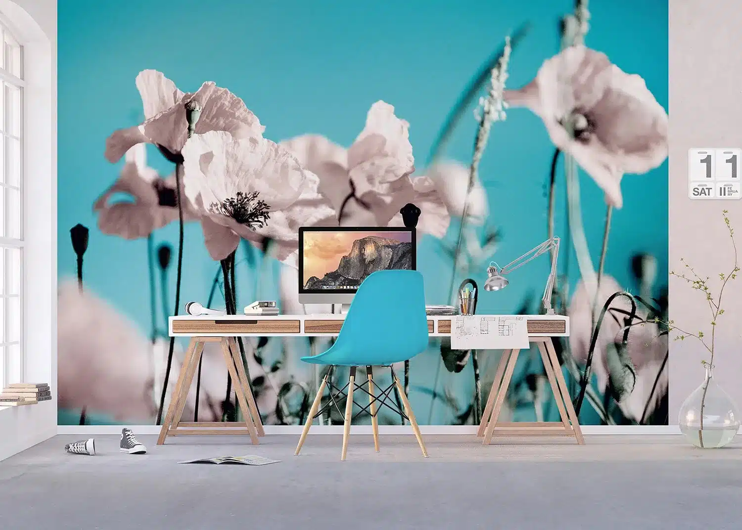 Blue Sky Poppies | Made-to-Measure Wallpaper | Artlook | FTNXXL 0118 6