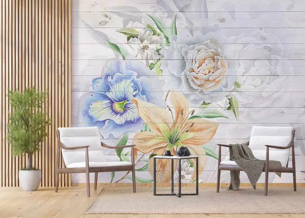 Wall Mural Flowers on Planks, Made to Measure, FTNXXL 1218 5