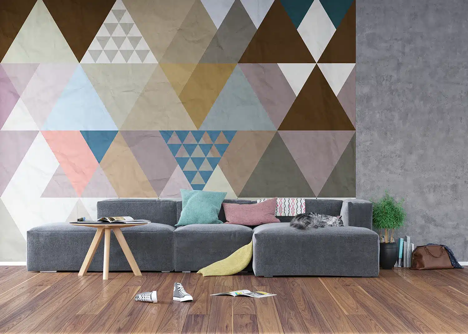 Brown Triangle Abstraction | Made-to-Measure Wallpaper | Artlook | FTNXXL 1222 4