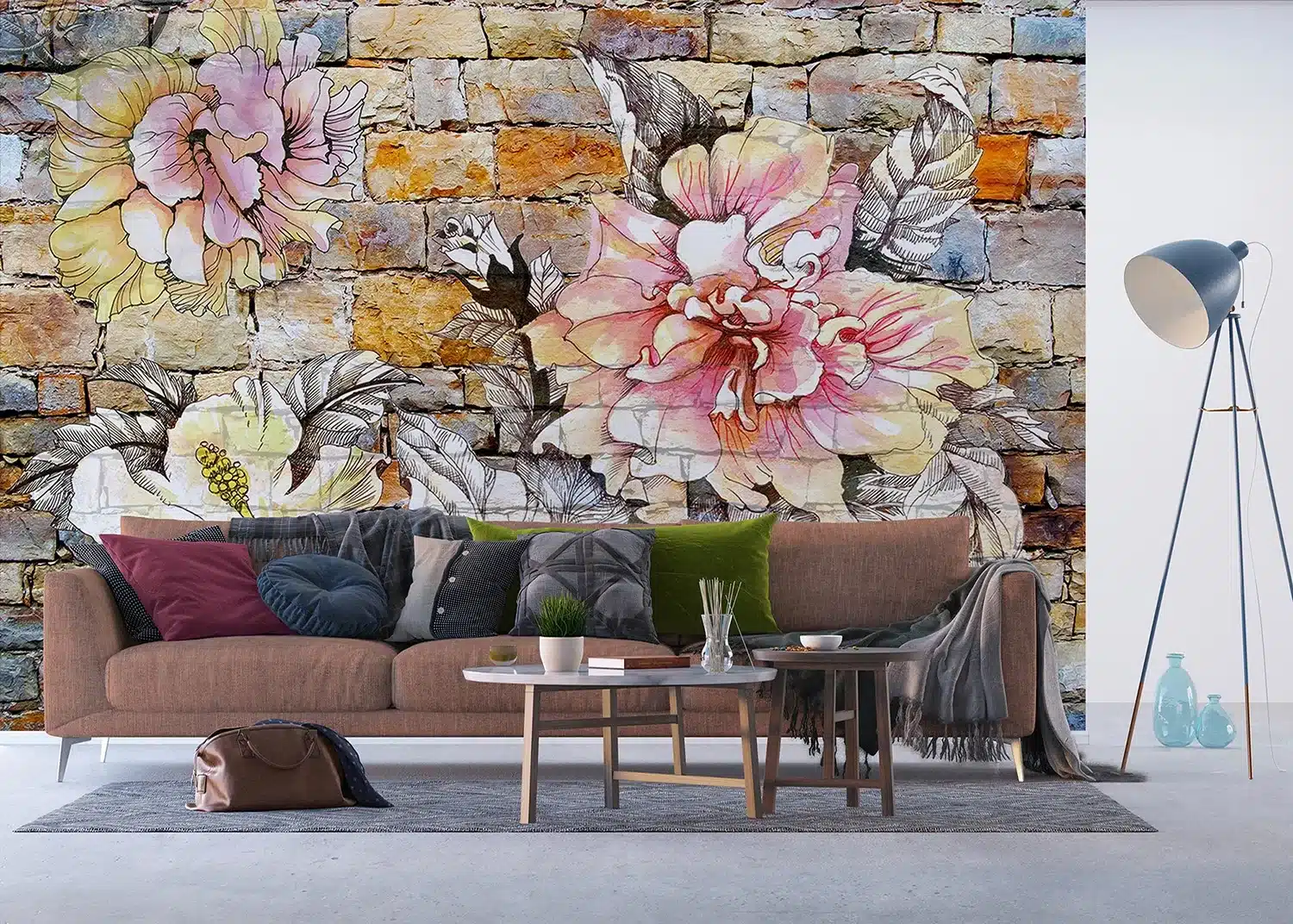 Flowers Brickwork | Made-to-Measure Wallpaper | Artlook | FTNXXL 1227 4
