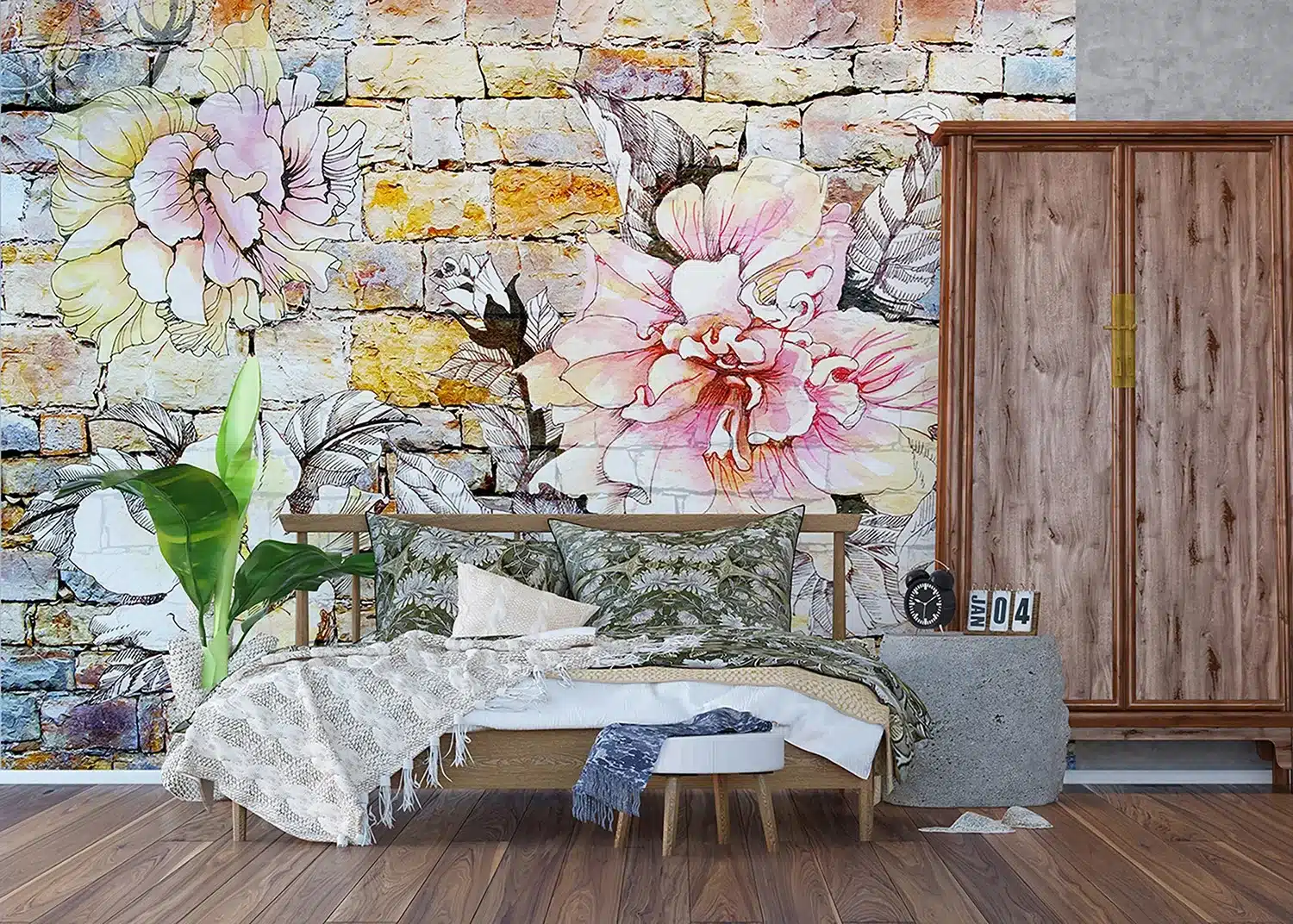 Flowers Brickwork | Made-to-Measure Wallpaper | Artlook | FTNXXL 1227 5