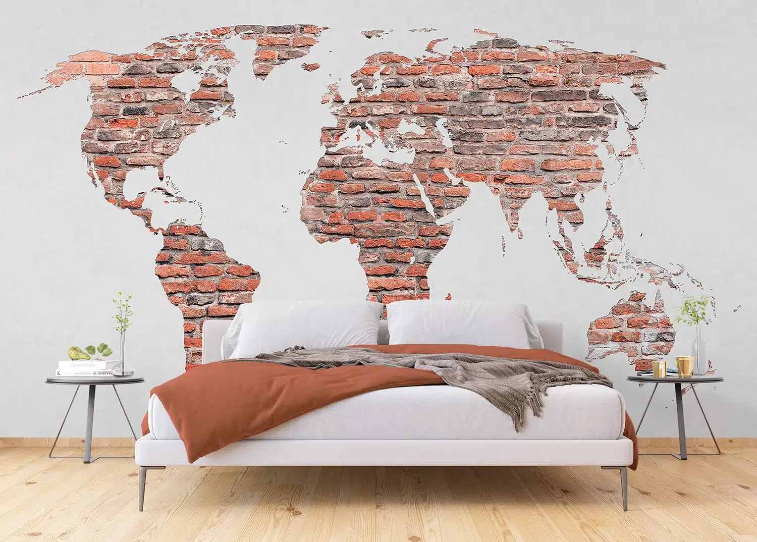 Red Brick World Map | Made-to-Measure Wallpaper | Artlook | FTNXXL 1240 2