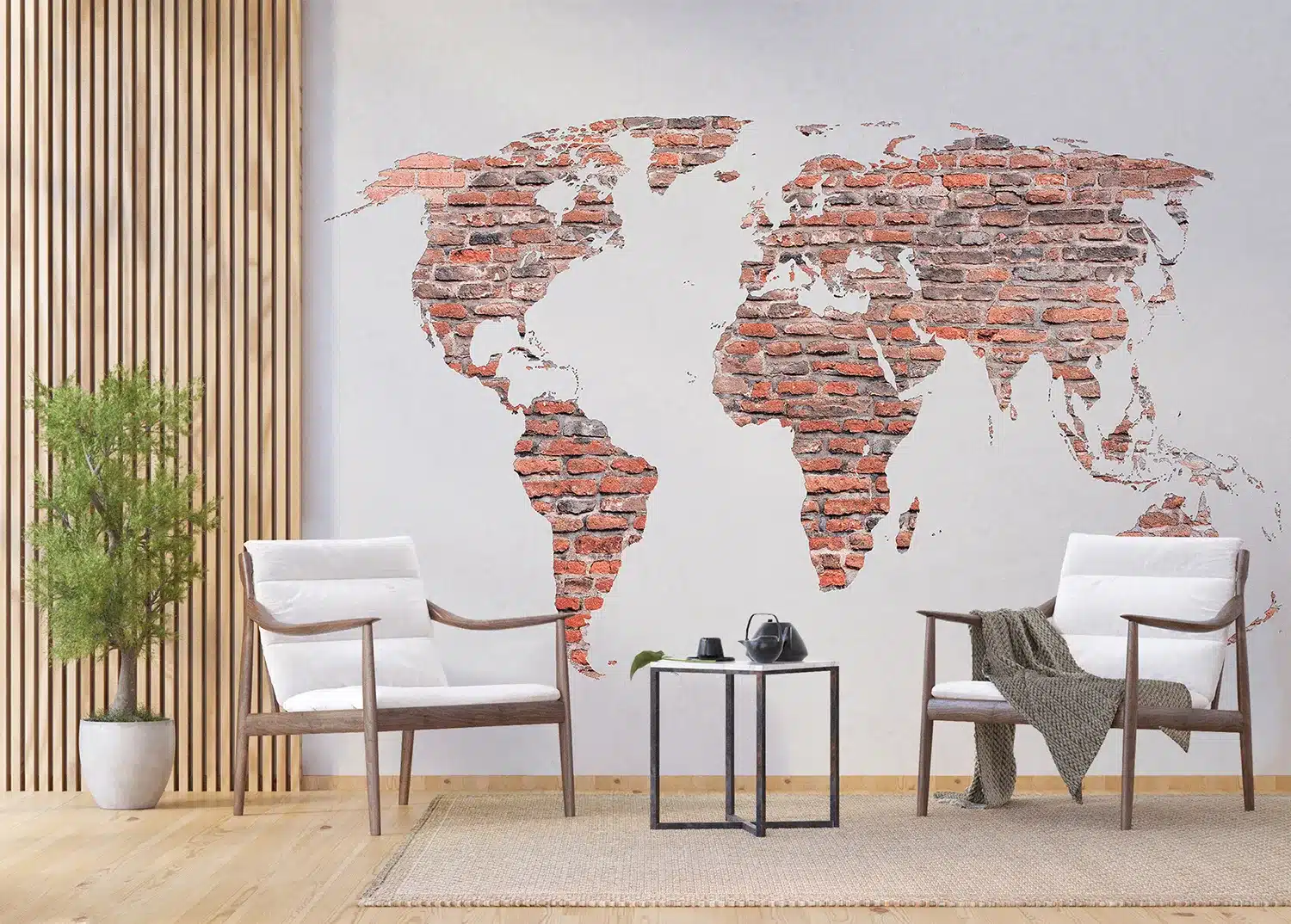 Red Brick World Map | Made-to-Measure Wallpaper | Artlook | FTNXXL 1240 3