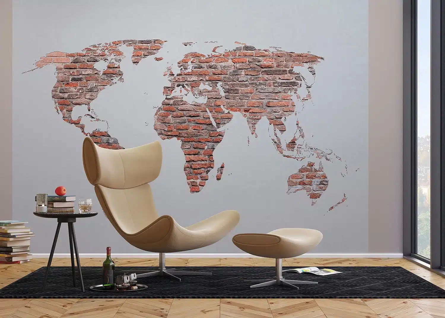 Red Brick World Map | Made-to-Measure Wallpaper | Artlook | FTNXXL 1240 4