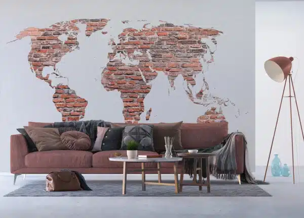 Red Brick World Map | Made-to-Measure Wallpaper | Artlook | FTNXXL 1240