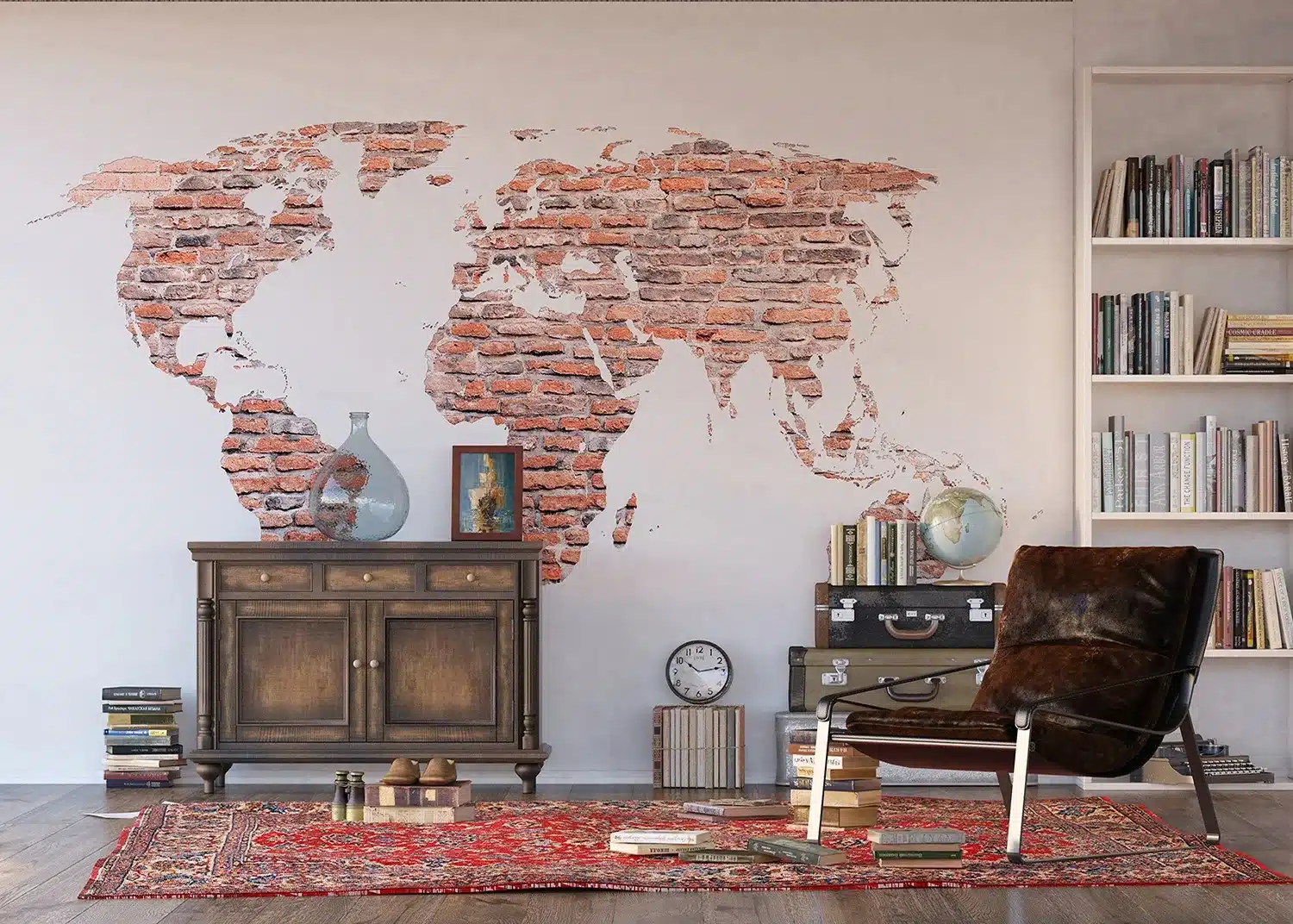 Red Brick World Map | Made-to-Measure Wallpaper | Artlook | FTNXXL 1240 5