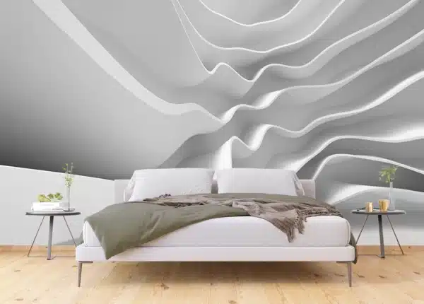 3D White Waves | Made-to-Measure Wallpaper | Artlook | FTNXXL 2403