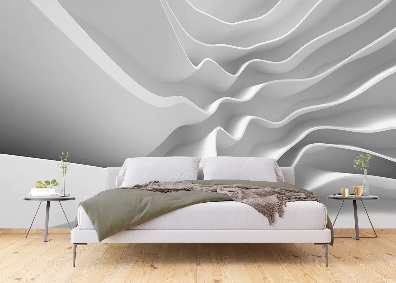 3D White Waves | Made-to-Measure Wallpaper | Artlook | FTNXXL 2403